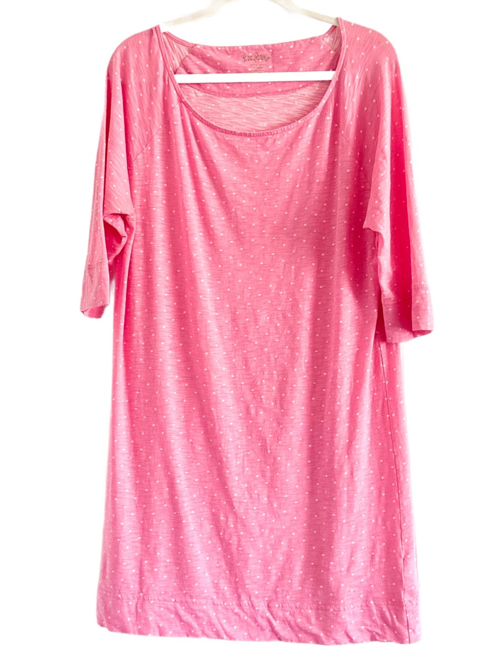 Lilly Pulitzer Boat Neck Cassie Dress Pink Polka Dot Cotton XL - Picture 11 of 11
